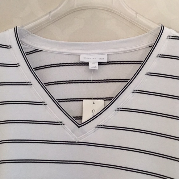 CHARTER CLUB STRIPED V-NECK TOP - Picture 7 of 11